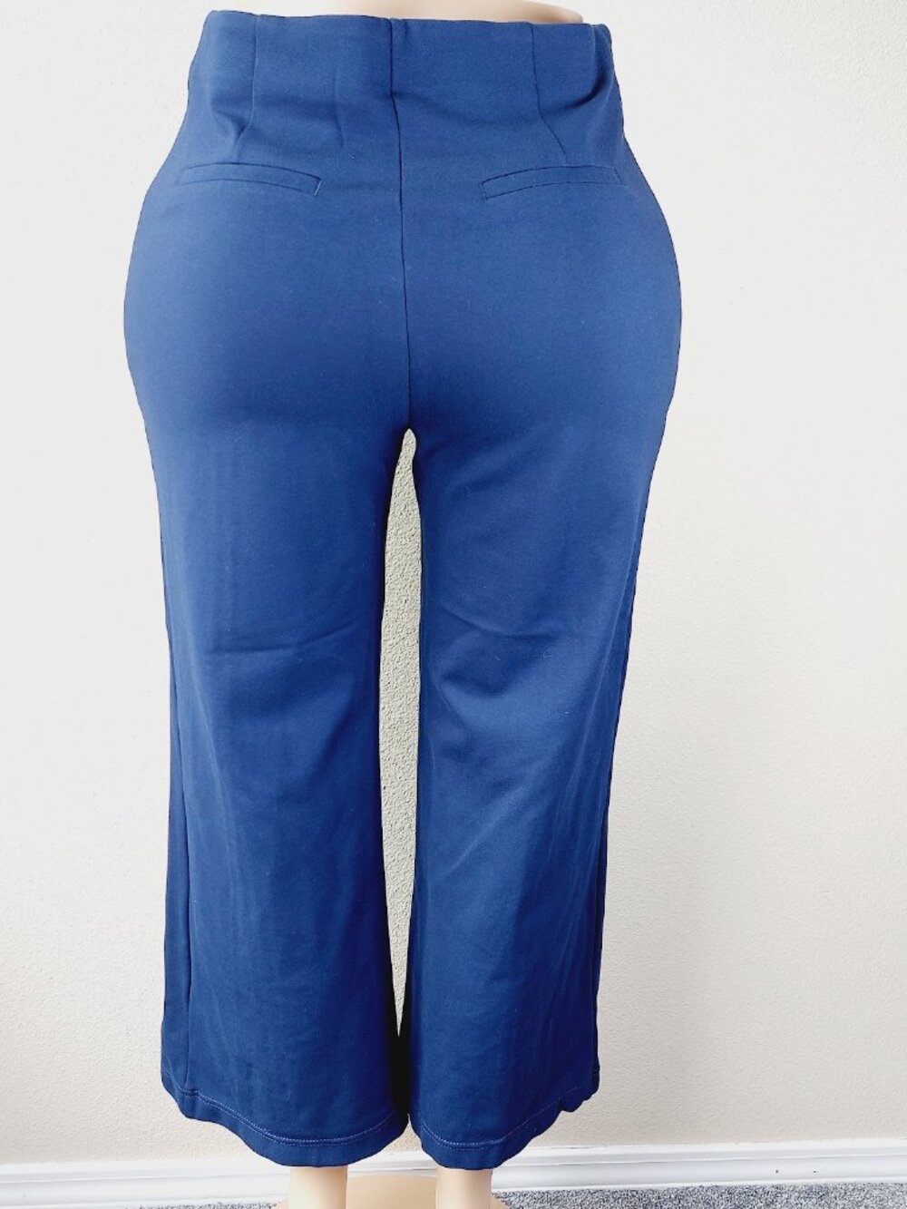 Loft Women's Indigo Blue Waistband Pleated Pull On Wide-Leg Pants Size LP - Picture 3 of 7